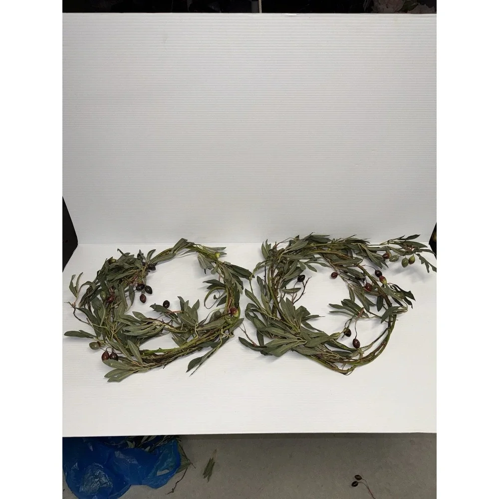 Lot of 2 6ft + Olive Branch Garlands Artificial Olive Tree Farmhouse Decor Wine